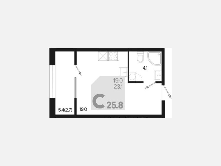 Студия, 25.80 м², 2/18 этаж фото 0