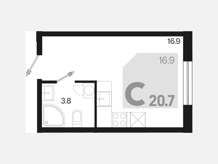 Студия, 20.70 м², 2/18 этаж фото 0