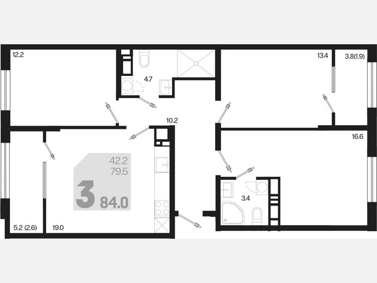 4-комнатная квартира, 84 м², 18/18 этаж фото 0