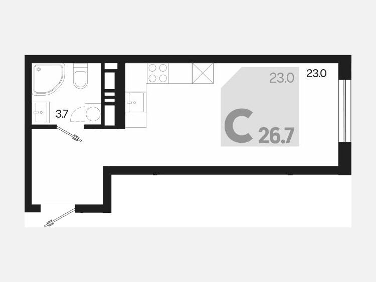 Студия, 26.70 м², 6/18 этаж фото 0