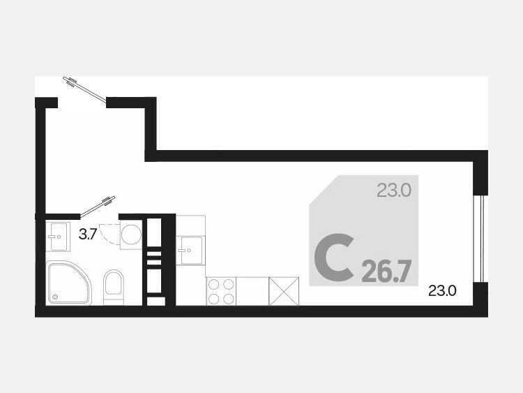 Студия, 26.70 м², 7/18 этаж фото 0