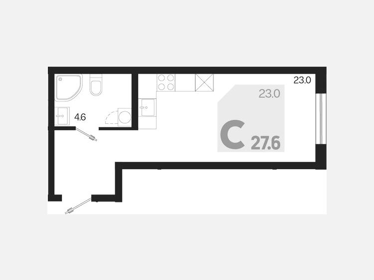 Студия, 27.60 м², 2/18 этаж фото 0
