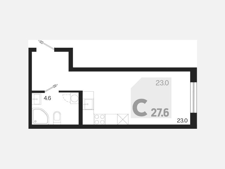 Студия, 27.60 м², 2/18 этаж фото 0