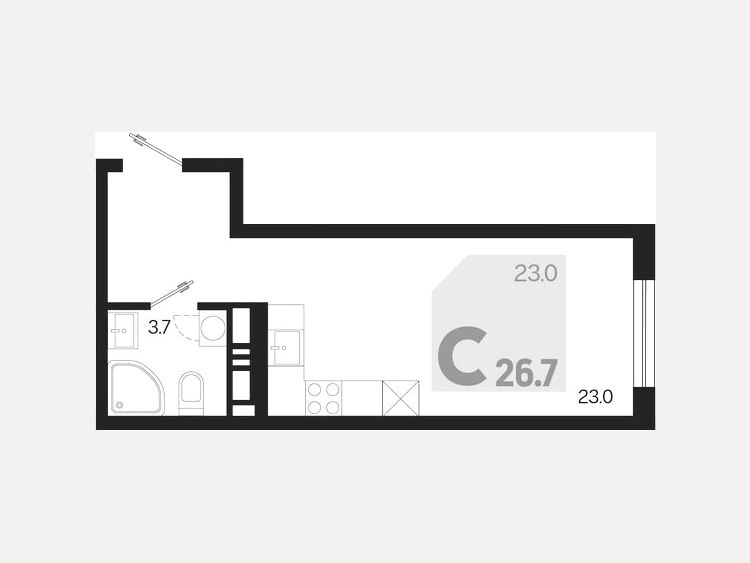 Студия, 26.70 м², 9/18 этаж фото 0