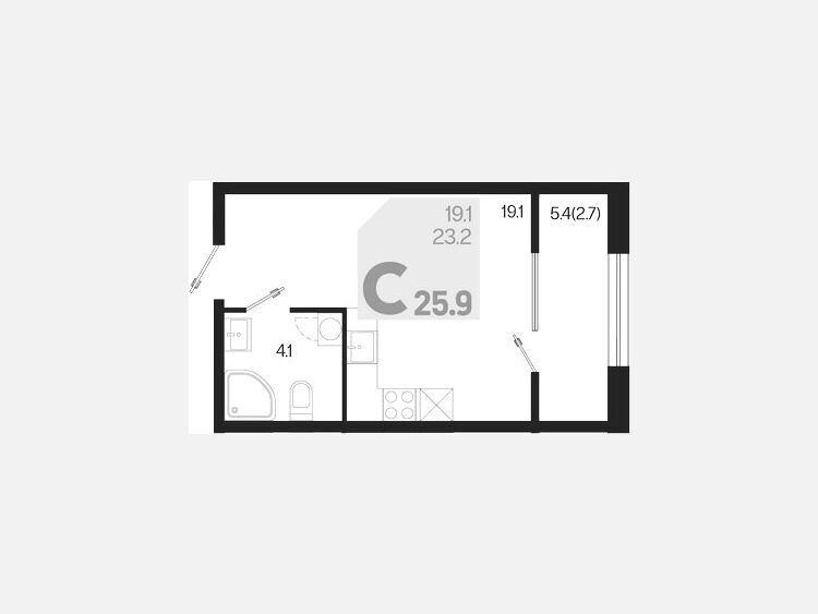 Студия, 25.90 м², 2/18 этаж фото 0