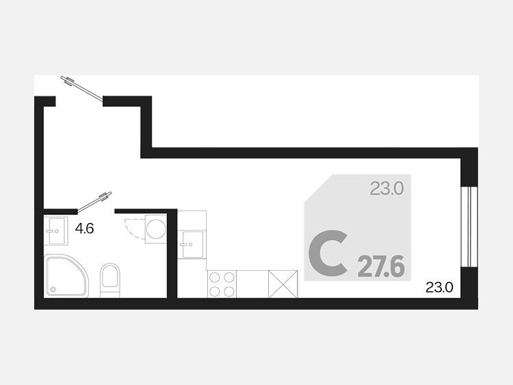 Студия, 27.60 м², 2/18 этаж фото 0