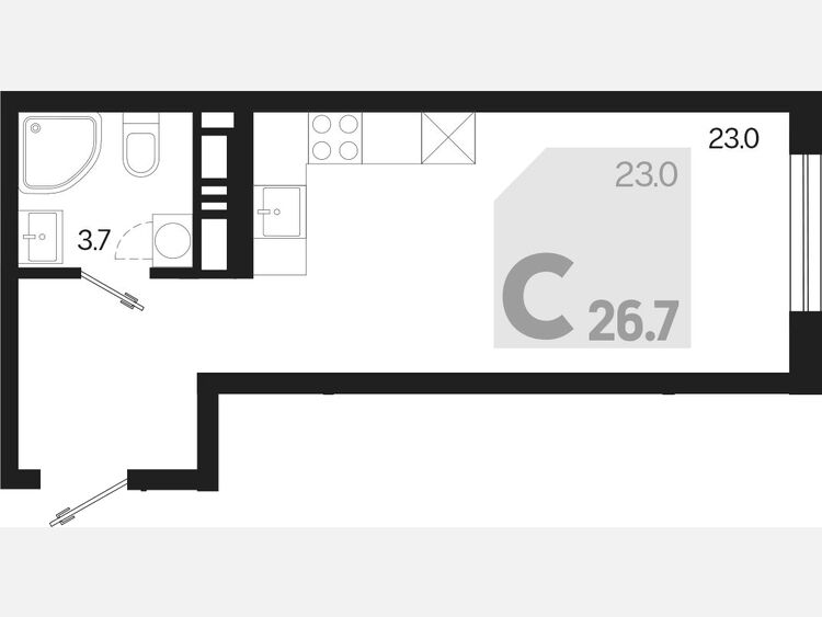 Студия, 26.70 м², 8/18 этаж фото 0