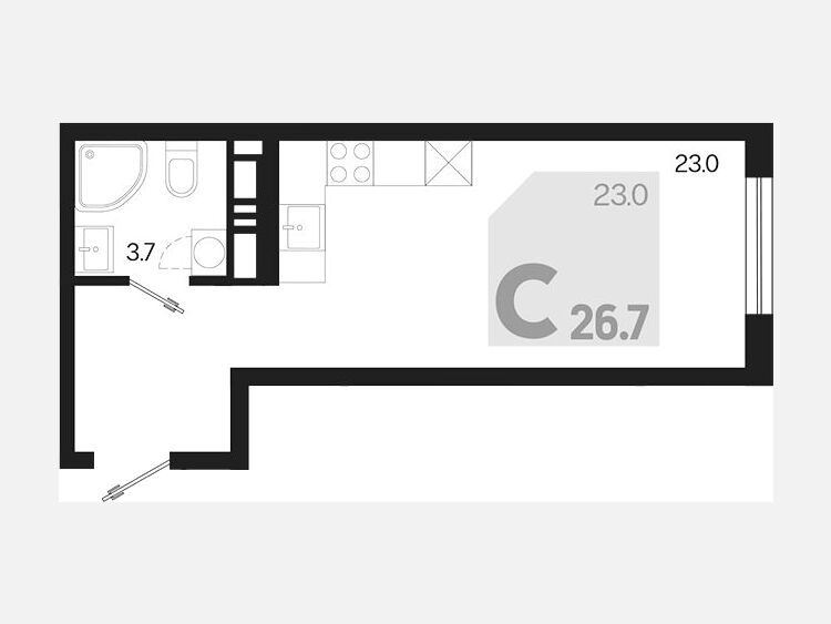 Студия, 26.70 м², 3/18 этаж фото 0
