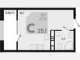 Студия, 25.10 м², 8/18 этаж фото 0