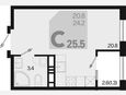 Студия, 25.50 м², 18/18 этаж фото 0