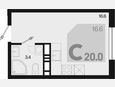 Студия, 20 м², 17/18 этаж фото 0