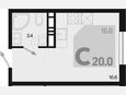 Студия, 20 м², 13/18 этаж фото 0