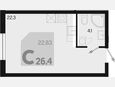 Студия, 26.40 м², 2/9 этаж фото 0