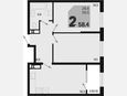 3-комнатная квартира, 58.40 м², 4/18 этаж фото 0