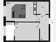 1-комнатная квартира, 37.30 м², 6/9 этаж фото 0