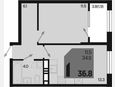 1-комнатная квартира, 36.80 м², 9/18 этаж фото 0