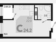 Студия, 24.20 м², 16/18 этаж фото 0