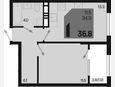 1-комнатная квартира, 36.80 м², 9/18 этаж фото 0