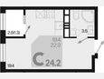 Студия, 24.20 м², 6/18 этаж фото 0