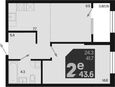 2-комнатная квартира, 43.60 м², 2/18 этаж фото 0