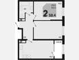 3-комнатная квартира, 58.40 м², 18/18 этаж фото 0