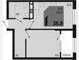 1-комнатная квартира, 36.80 м², 14/18 этаж фото 0