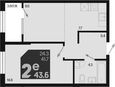 2-комнатная квартира, 43.60 м², 2/18 этаж фото 0