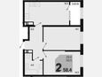 3-комнатная квартира, 58.40 м², 17/18 этаж фото 0