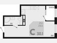 Студия, 30.10 м², 13/18 этаж фото 0