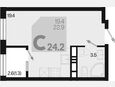 Студия, 24.20 м², 18/18 этаж фото 0