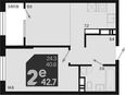 2-комнатная квартира, 42.70 м², 16/18 этаж фото 0