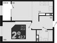 2-комнатная квартира, 42.70 м², 18/18 этаж фото 0