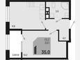 1-комнатная квартира, 35 м², 4/9 этаж фото 0
