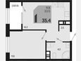 1-комнатная квартира, 35.40 м², 6/9 этаж фото 0