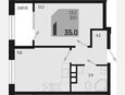 1-комнатная квартира, 35 м², 5/9 этаж фото 0
