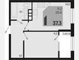 1-комнатная квартира, 37.30 м², 8/9 этаж фото 0