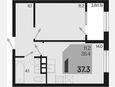 1-комнатная квартира, 37.30 м², 8/9 этаж фото 0