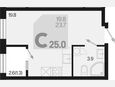 Студия, 25 м², 2/18 этаж фото 0