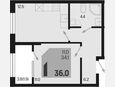 1-комнатная квартира, 36 м², 2/18 этаж фото 0