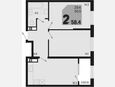 3-комнатная квартира, 58.40 м², 9/18 этаж фото 0