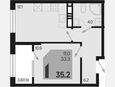 1-комнатная квартира, 35.20 м², 6/18 этаж фото 0