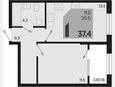 1-комнатная квартира, 37.40 м², 2/18 этаж фото 0