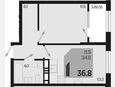 1-комнатная квартира, 36.80 м², 17/18 этаж фото 0