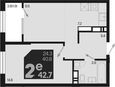 2-комнатная квартира, 42.70 м², 16/18 этаж фото 0