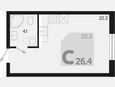 Студия, 26.40 м², 2/9 этаж фото 0