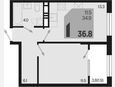 1-комнатная квартира, 36.80 м², 12/18 этаж фото 0