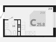 Студия, 25.80 м², 3/9 этаж фото 0