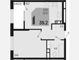 2-комнатная квартира, 39.20 м², 18/18 этаж фото 0