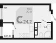 Студия, 24.20 м², 16/18 этаж фото 0