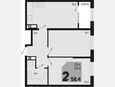 3-комнатная квартира, 58.40 м², 16/18 этаж фото 0